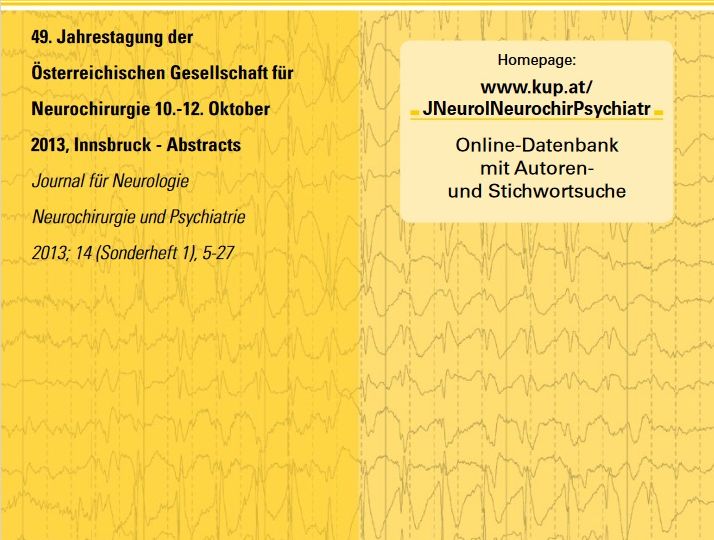 49 Jahrestagung der Österreichischen Gesellschaft für Neurochirurgie 10 -12 Oktober 2013